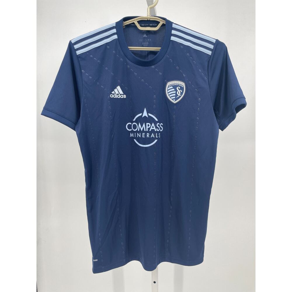 Adidas Mens Aeroready Sporting Kansas City Jersey Blue Short Sleeve MLS Soccer